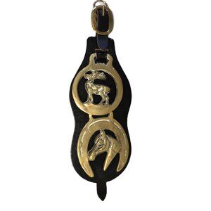VTG Horse Brass Strap – Horseshoe&Deer Ornaments Equestrian Rustic Good Luck